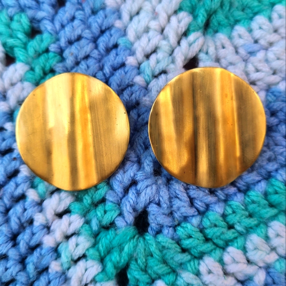 Vintage Vtg 80s 90s Gold Tone Monet Clip On Earrings